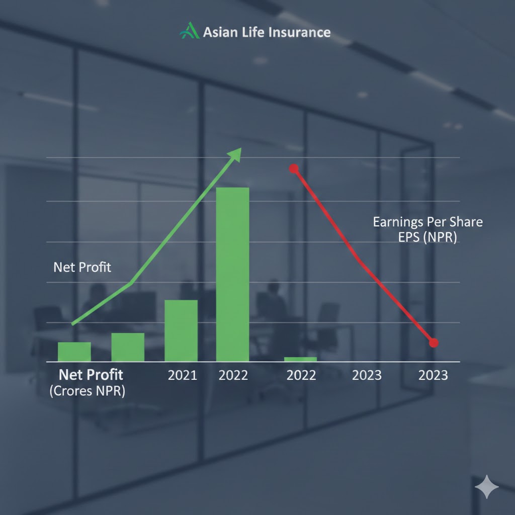 एशियन लाइफ इन्स्योरेन्सको खुद नाफा बढ्यो, प्रतिशेयर आम्दानी घट्दै